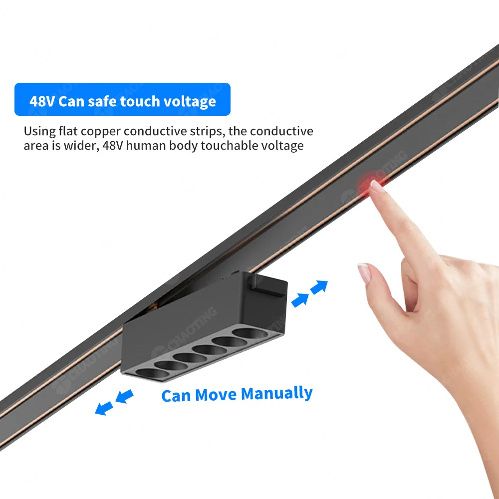 New Design Aluminum Alloy Grille Corner Absorption Dimmable Led Spotlight 20 30W 40W Dc48V Slim Magnetic-Track-Light Lighting Ce