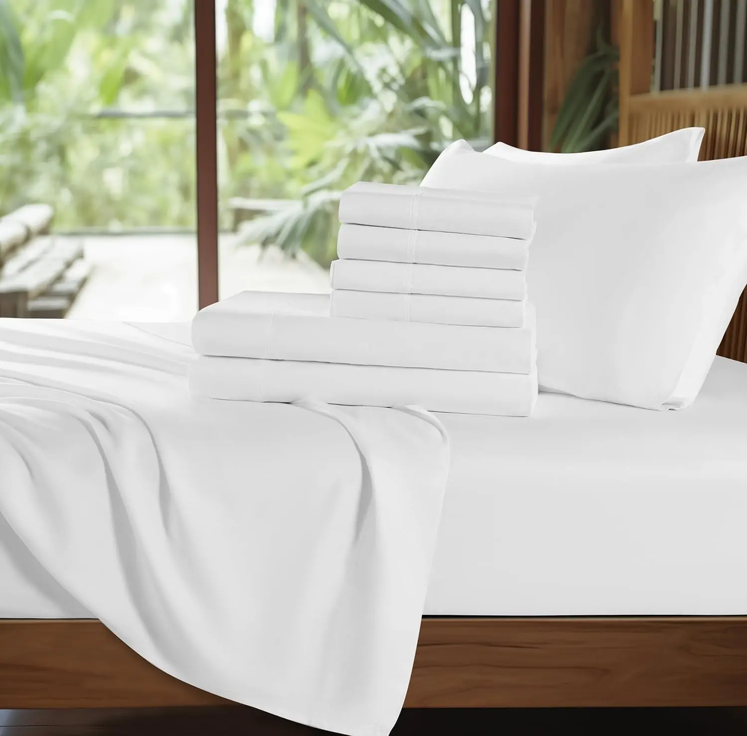 2024 New Arrival Hot sale 100% organic bamboo Cooling Bedding Sheets Set Luxury customized solid color bedding set bedsheets