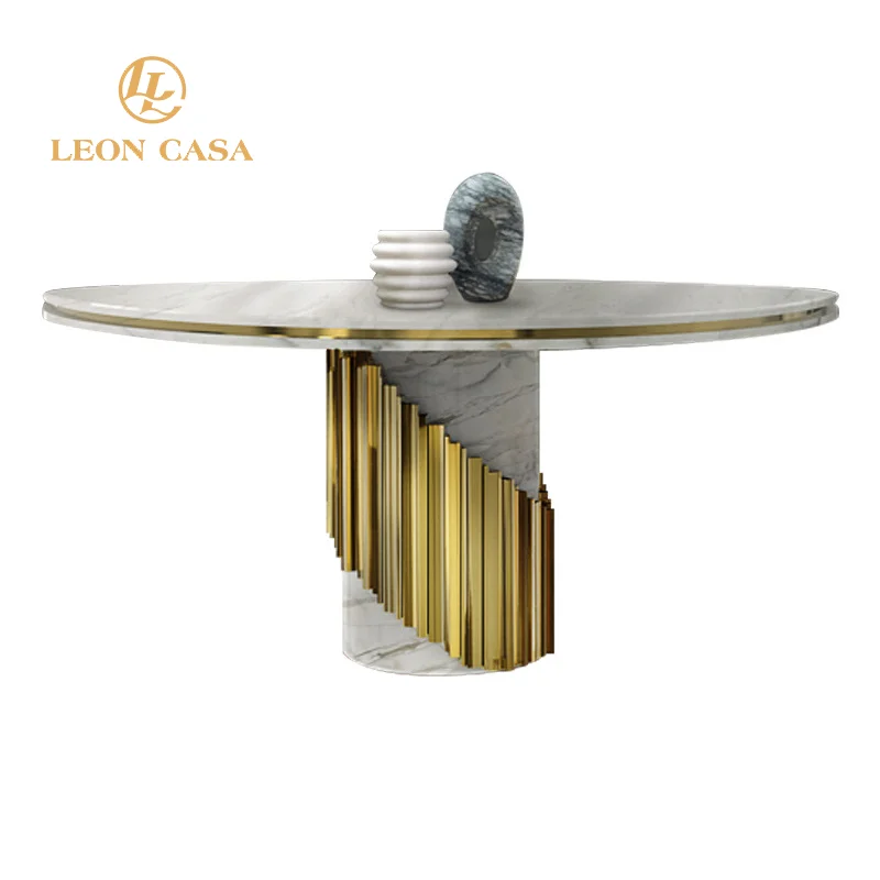 Luxury Italian Style Marble Top Base Classic 4 Seater Set Modern Royal Dining Table Modern Round Dining Table