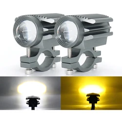 Dual Color Motorcycle Led Headlamp Headlight Hi Lo Beam Mini Driving Light Spot Auxiliary Motorcycle Led Light