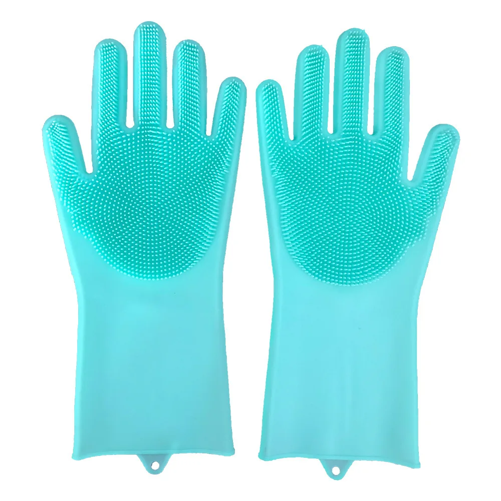 Food Grade Household Silicone Reusable Brush Gloves Rubber Scrubber Dish Washing Cleaning Dishwashing Gloves