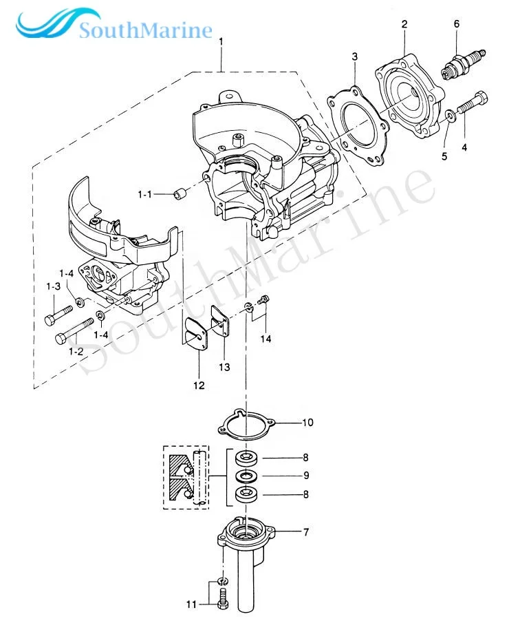 Boat Engines 369-01005-1 369010051 369010051M Cylinder Head Gasket for Tohatsu Nissan 2-Stroke 4HP 5HP Outboard Engine