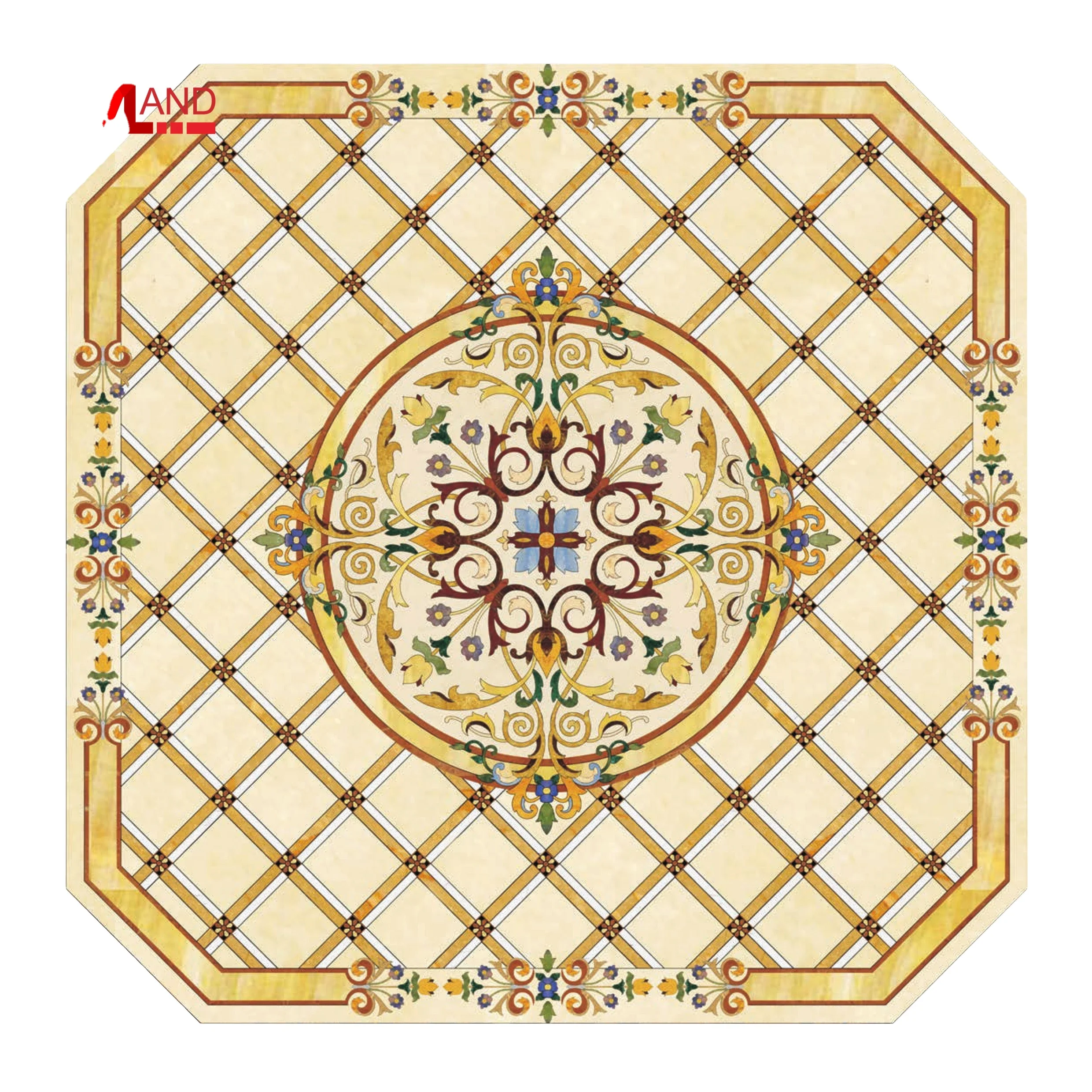 Interior wall tile decoration elements inlay natural marble mosaic carpet waterjet medallion flower design floor pattern