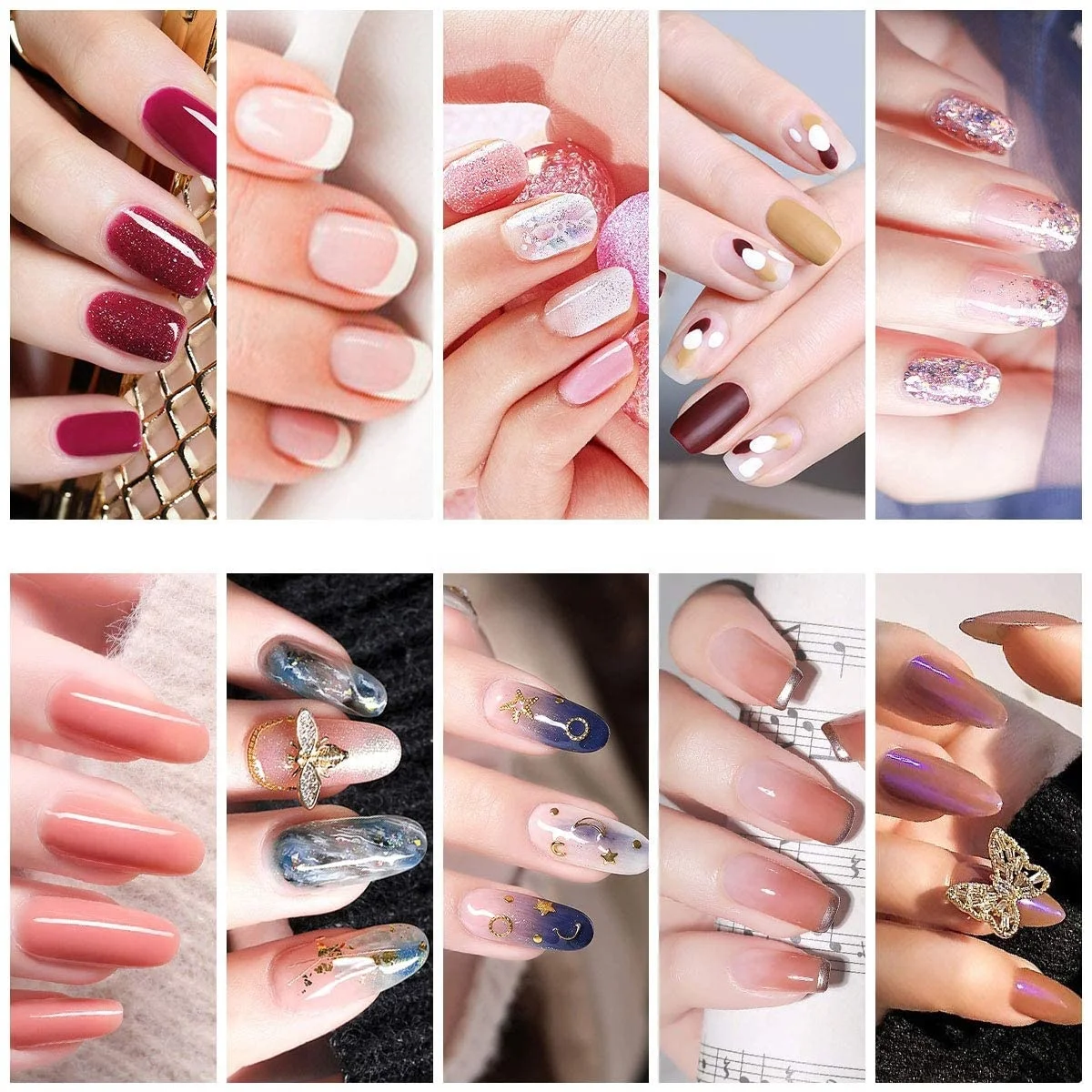 Clear False Nails Cour French Art False Nails Short Tips Artificial False Nail Packaging Box for Women Girls