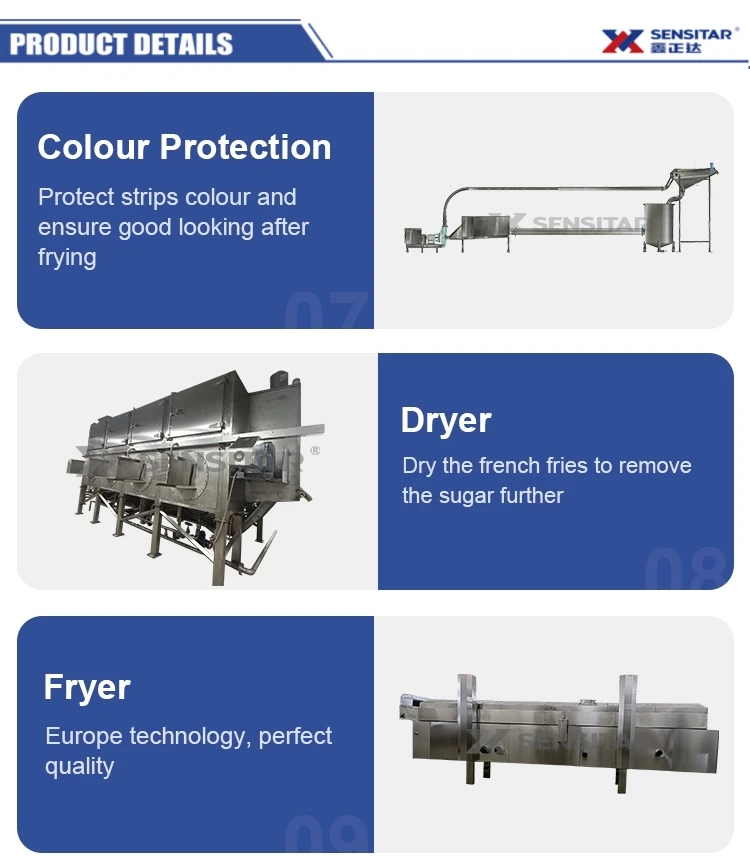 Potato Chips Line Automatic Industrial Frozen French Fries Production Line Frozen French Fries Making Machine