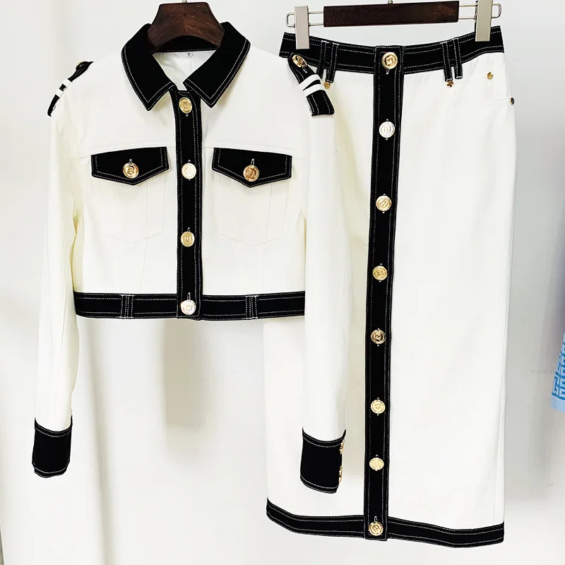 New Designer New Women basic Luxury Jackets&Skirts celebrity Winter jacket Women 2 Piece Set