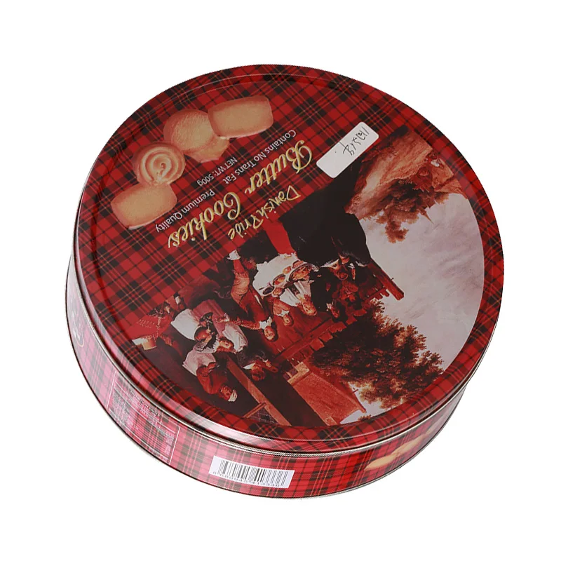 Handmade Cookies Biscuit Tin Round storage box Snack Container Gift Candy Can Mix design metal food box