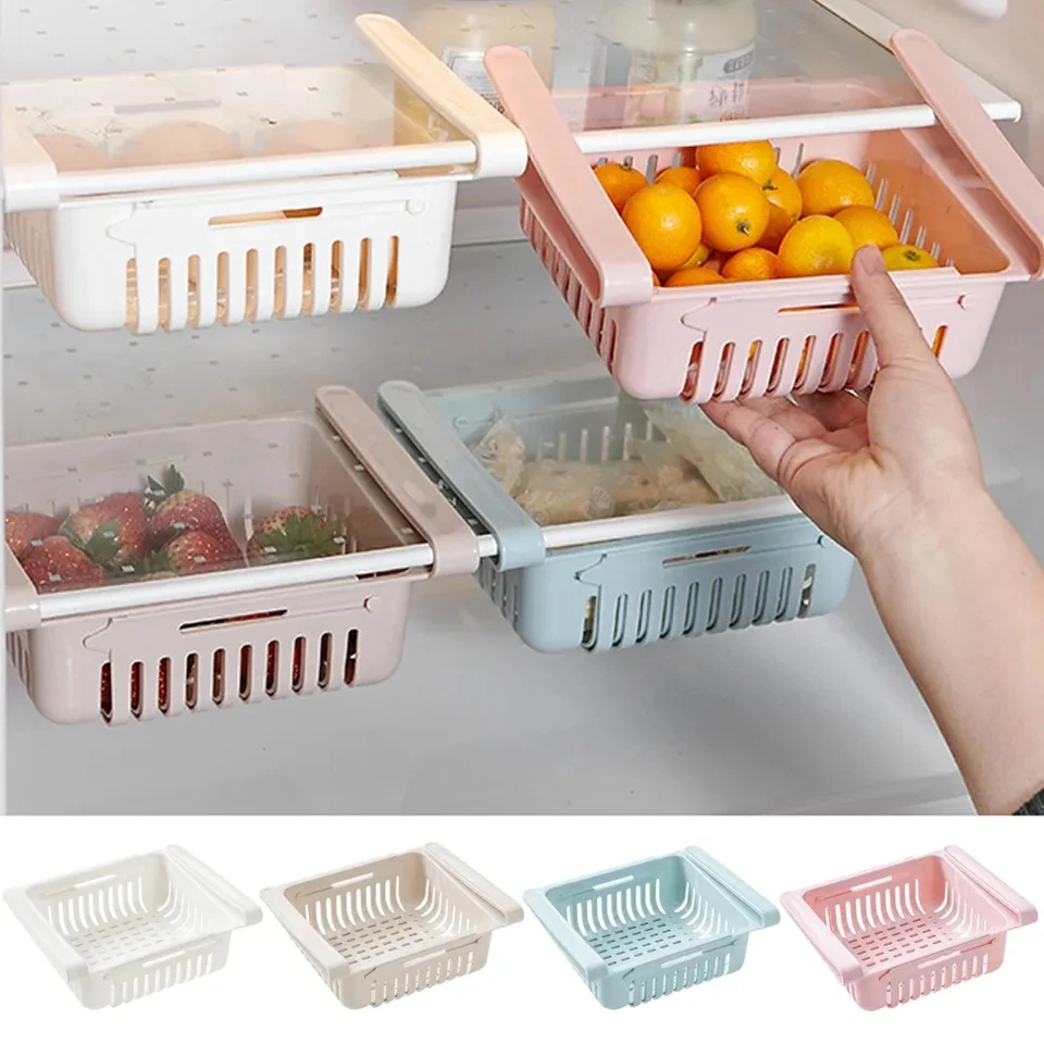 2025 Retractable Drawer Type Refrigerator Storage Box Food Fresh-keeping Classified Fridge Plastic Organizer Container