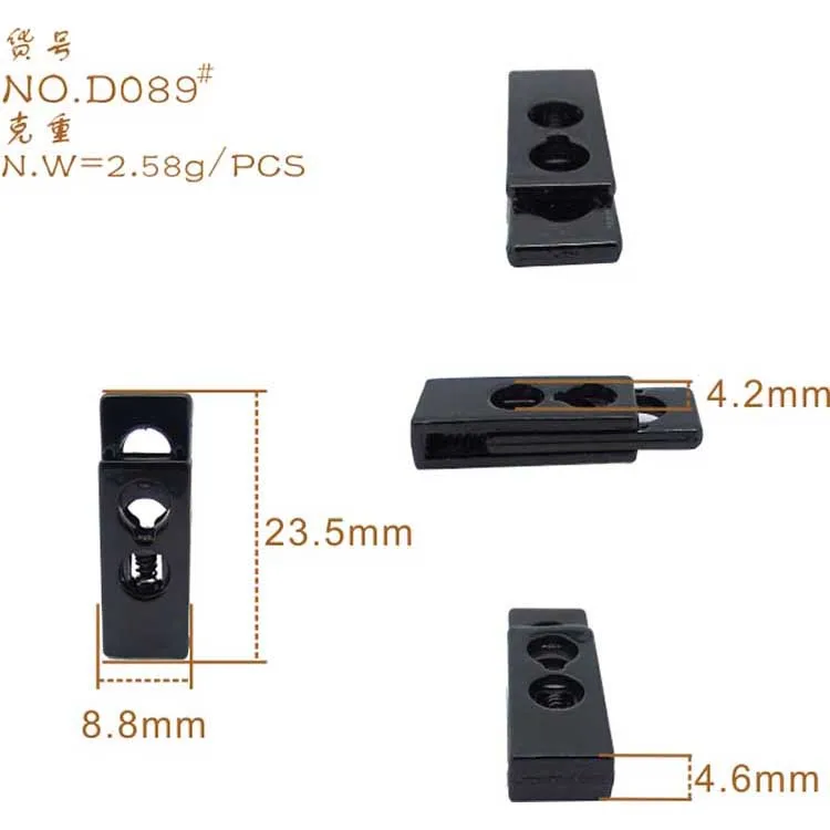 Wholesale Fashion Design Custom Leather Draw Cord Stopper Spring Buckle Toggle End Rope Stopper