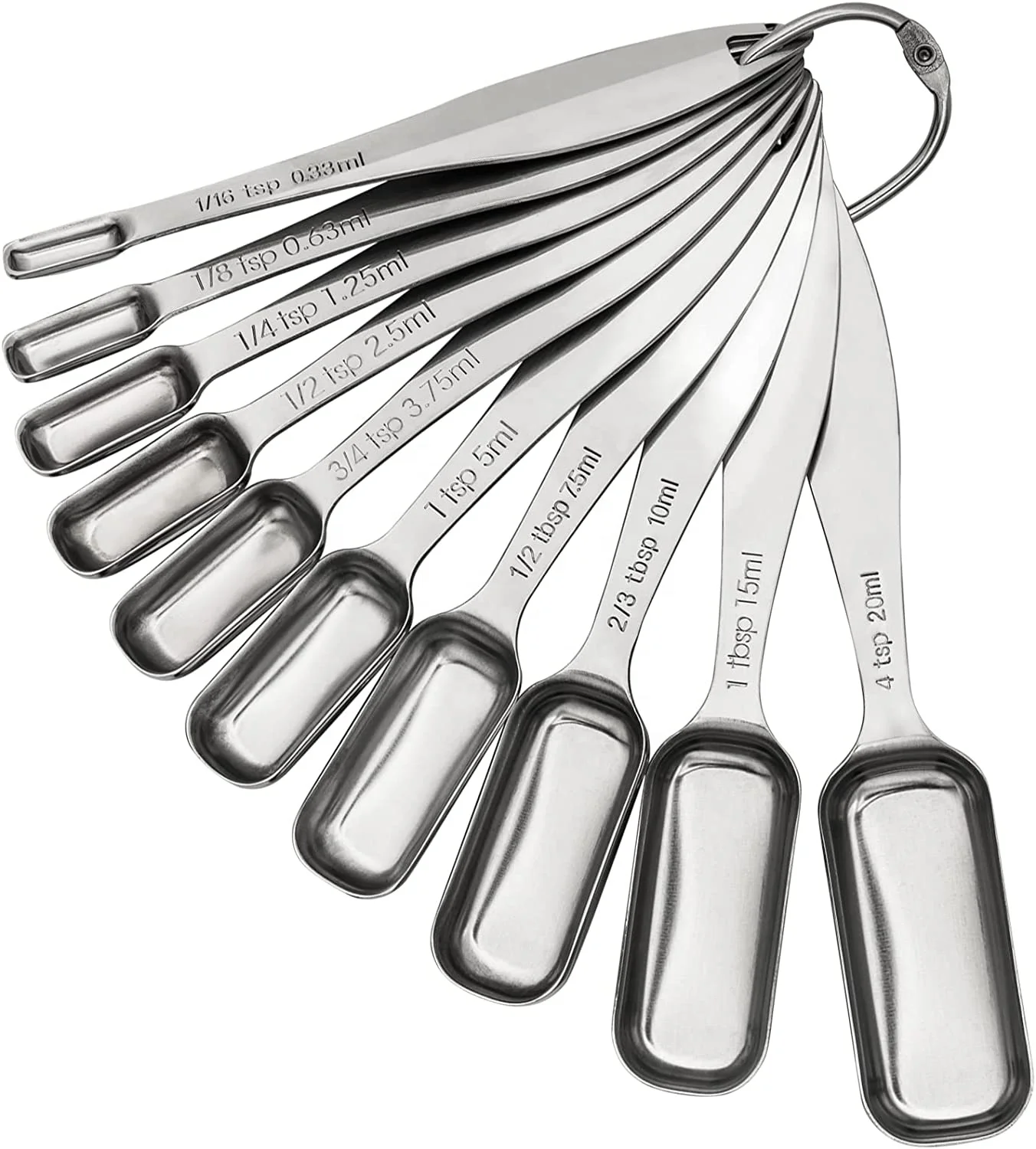Heavy Duty Full Size Stainless Steel Metal Teaspoons Tablespoons Measuring Spoons Set of 10
