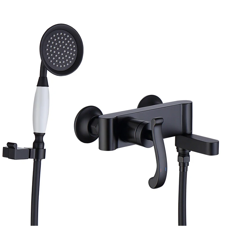 New black design bathroom brass Wall Mounted shower bath shower taps mixer