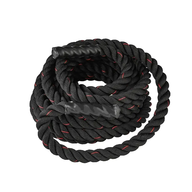 Professional Strength Training  Fitness Equipment Rope-50mm 12m Nylon Black And Red  Battle Rope
