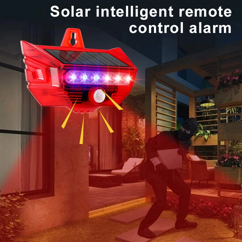Sound and Light Alarm Solar Wireless Infrared Sensor Home Anti-theft Sound and Light Alarm for Farm Gardens Factory Warehouse