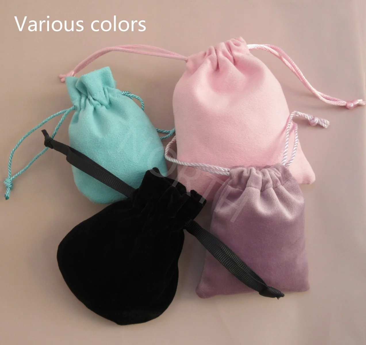 High quality envelope pink purple velvet suede silk rope drawstring dust bags jewelry gift pouch