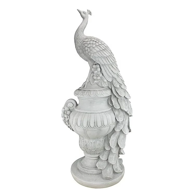white natural hand carved marble peacock stone sculpture statue