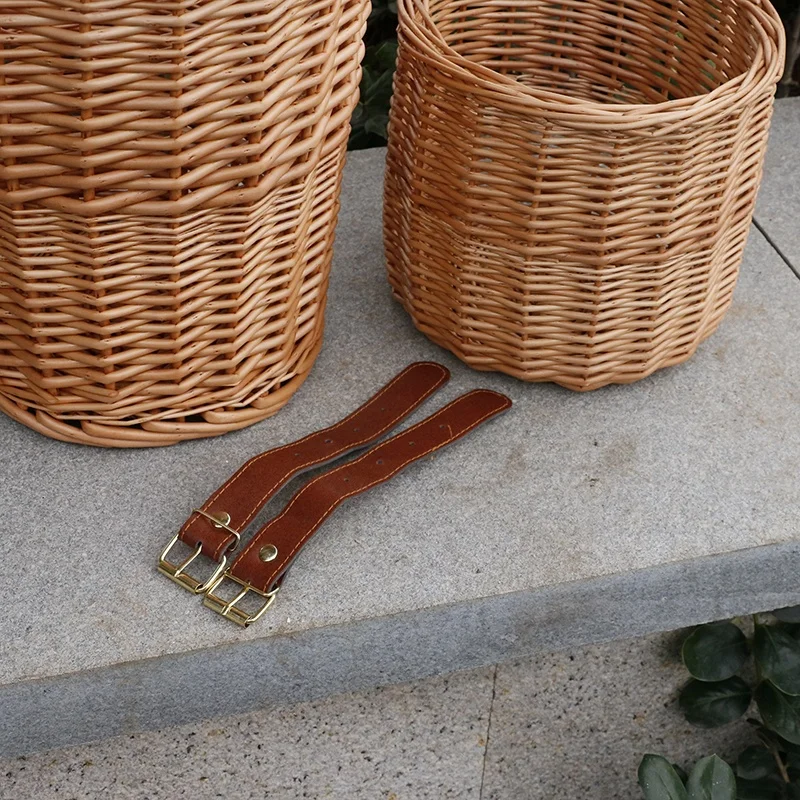 Wholesale bike basket bicycle basket rattan bicycle mini flower wicker bicycle basket