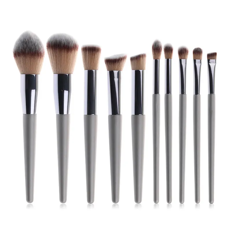 Factory Price Newest Broom Tufting Cosmetic Machine Liner Brush Makeup 10 In1 Wooden Makeup Brush