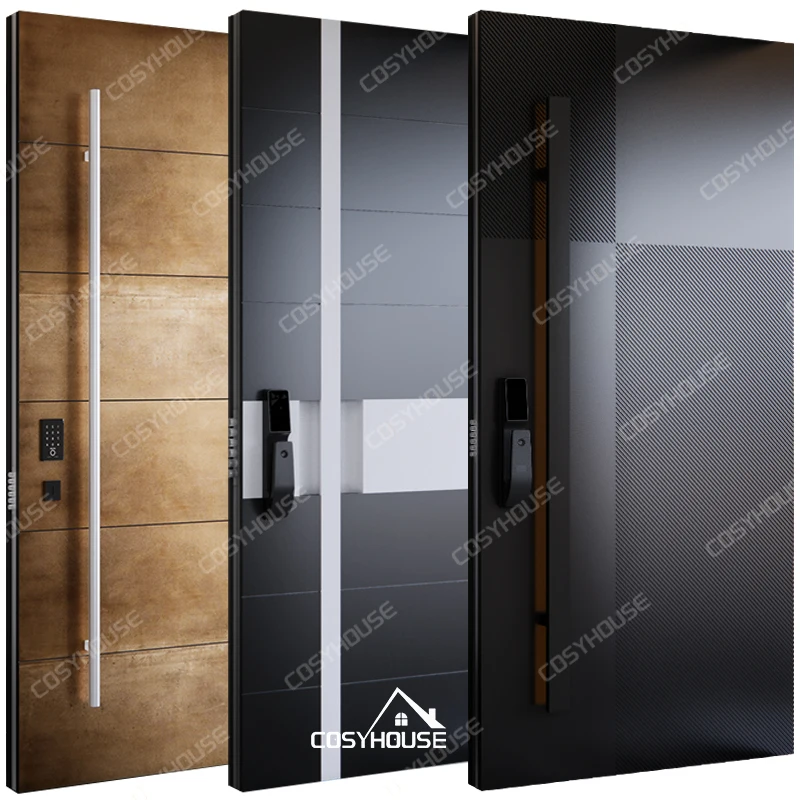 Foshan anti-theft entrance doors residential aluminium doors for home portas para casas alumnio security front entrance doors