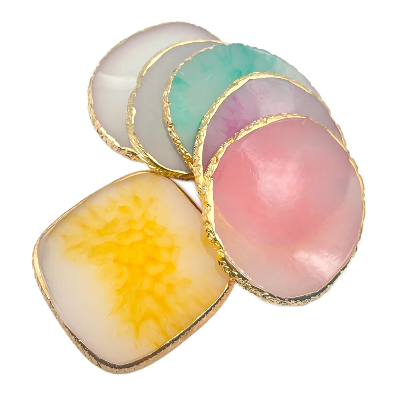 High Quality Pink Jade Square False Stand Makeup Tray Color Display Art Nail Lash Agate Stone Gel Resin Palette Holder Polish