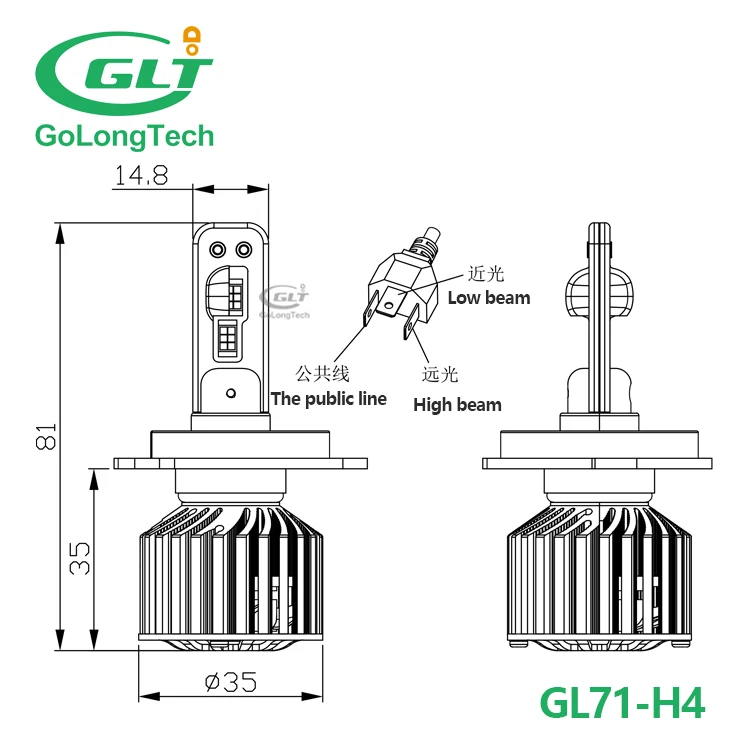 
H4 LED 9000LM 90W GL71 headlight bulbs the brightest led headlight Led Headlamp for car C321 