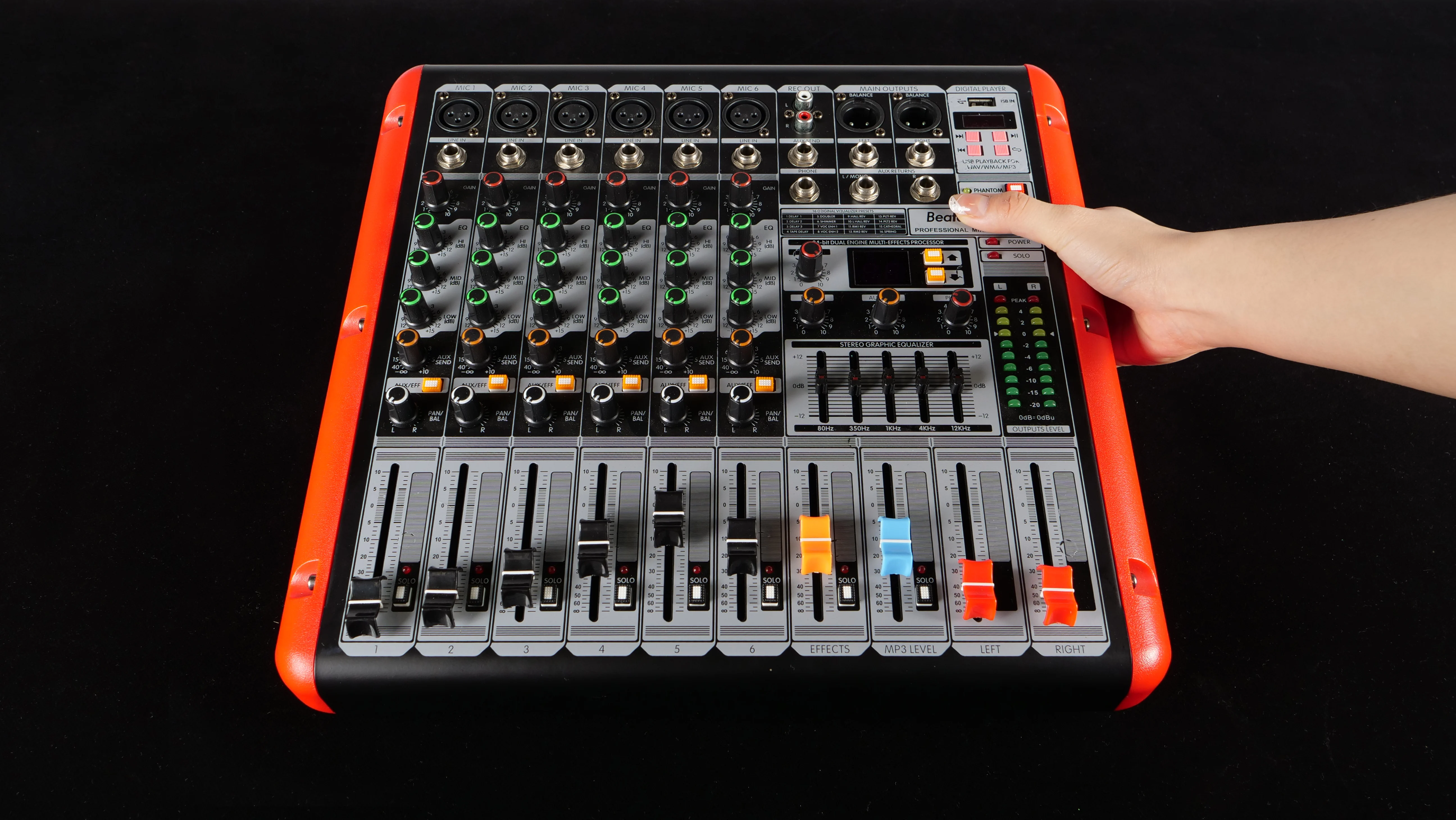 Beatasy professional audio mixers mixing consoles 6 channel BT USB drive compatible