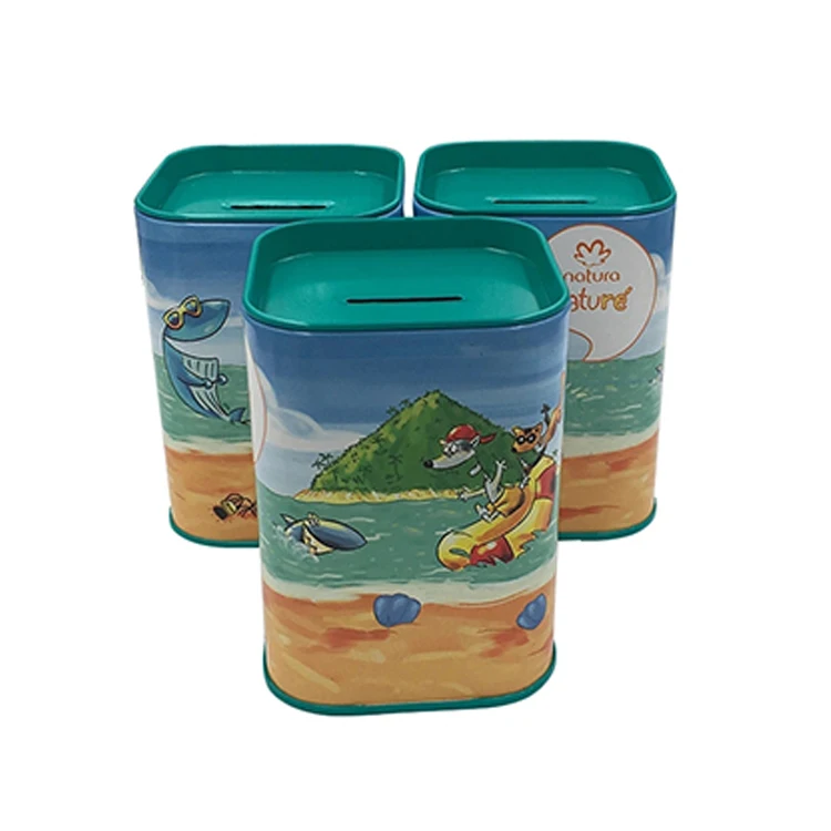 Wholesale Metal Round Save Money Coin Bank Tin Can Children Custom Piggy Bank