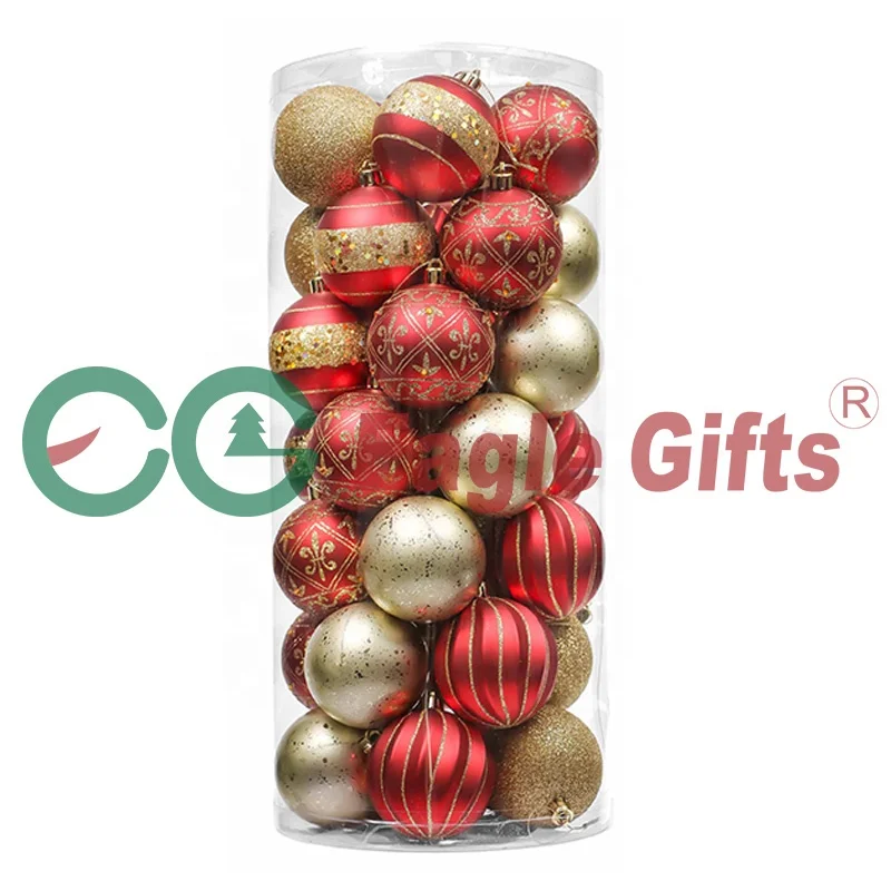 EAGLEGIFTS Заводские украшения из красного золота для рождественской елки подвесные пластиковые шары рождественские