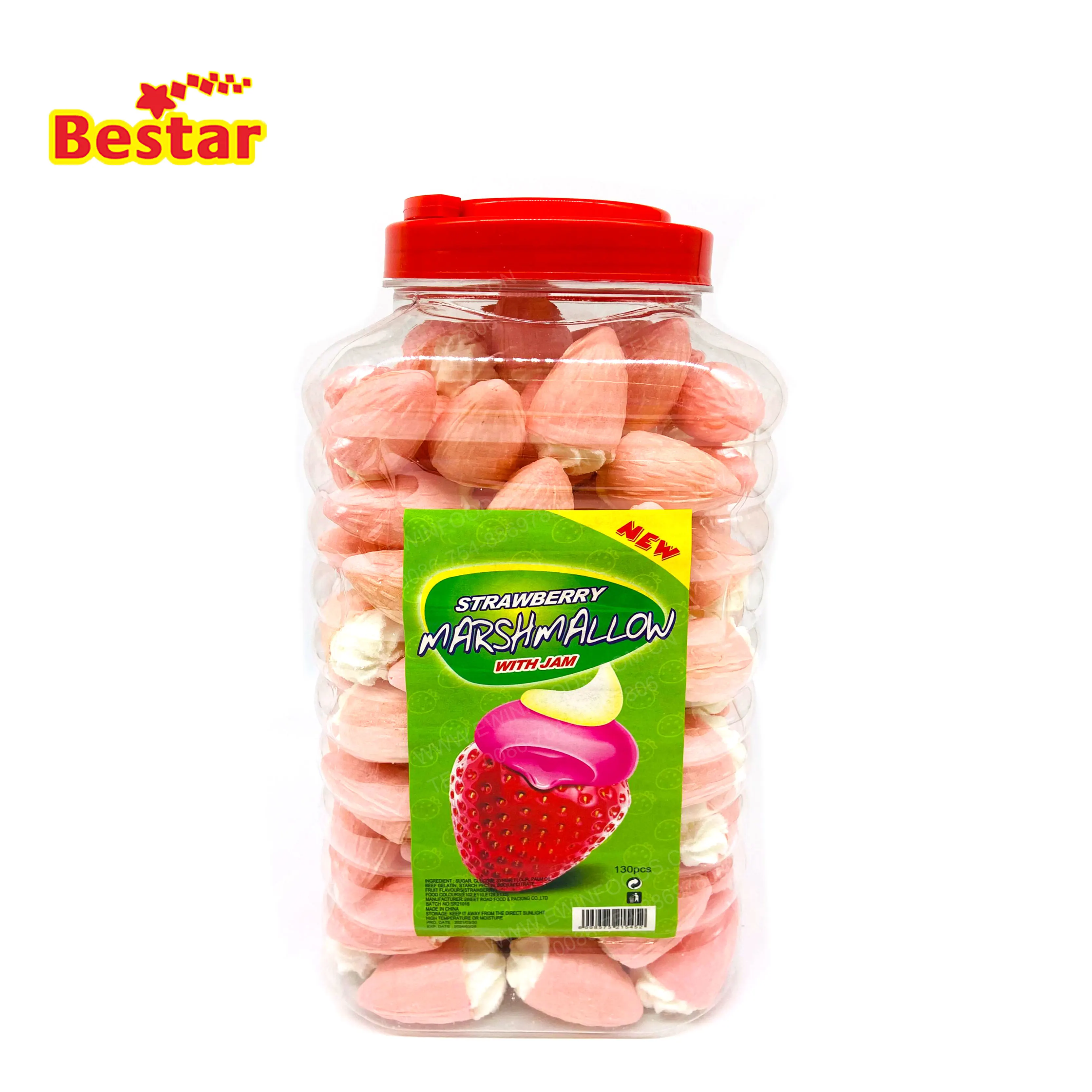 Halal Jar packaged strawberry flavor marshmallow filling sauce ice cream marshmallow candy