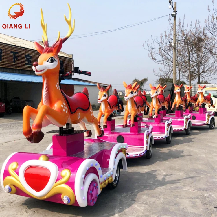 Qiangli Direct factory attraction Deer customized interesting popular amusement park rides sightseeing Tourist Road Trackless Tr