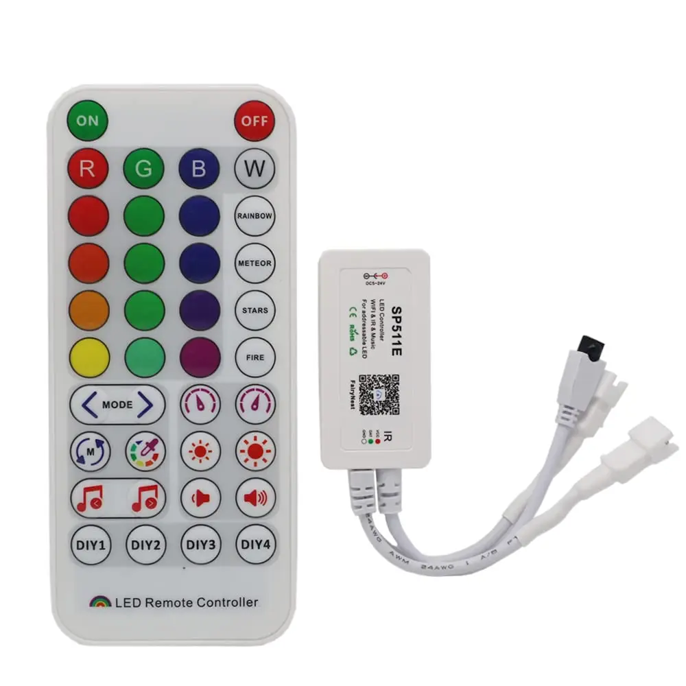 DC12V-24V 5V SP511E Music WiFi Pixel Controller For WS2812b WS2811 Addressable RGB Strip Light Alexa Smart Voice APP Control