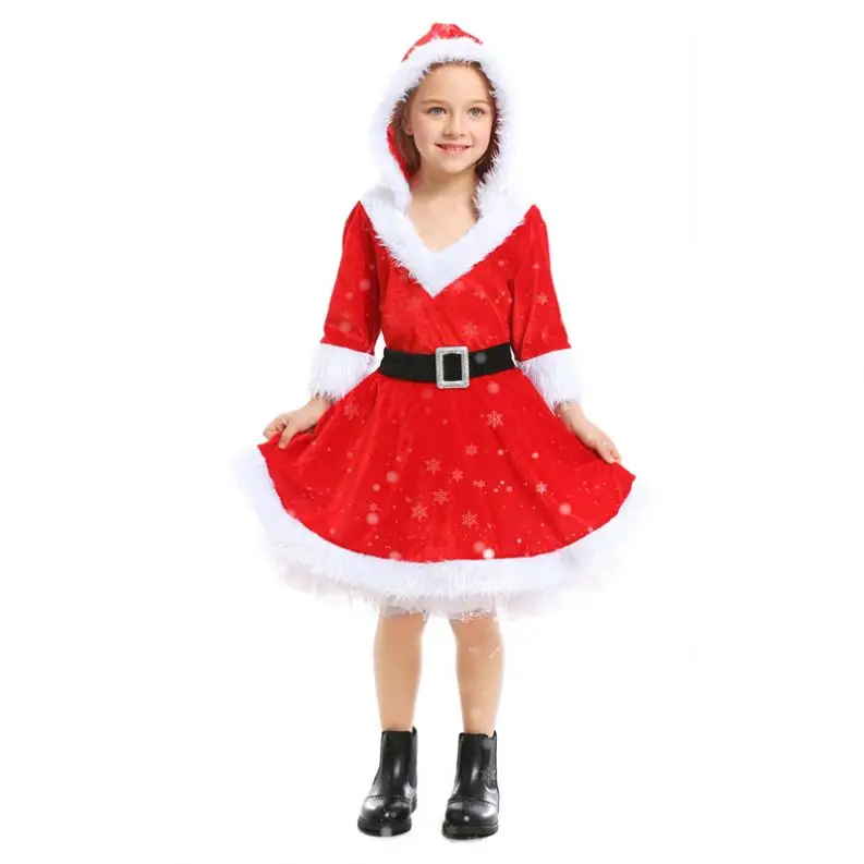 
Wholesale Girl christmas santa claus Fancy dress costume For Kids 
