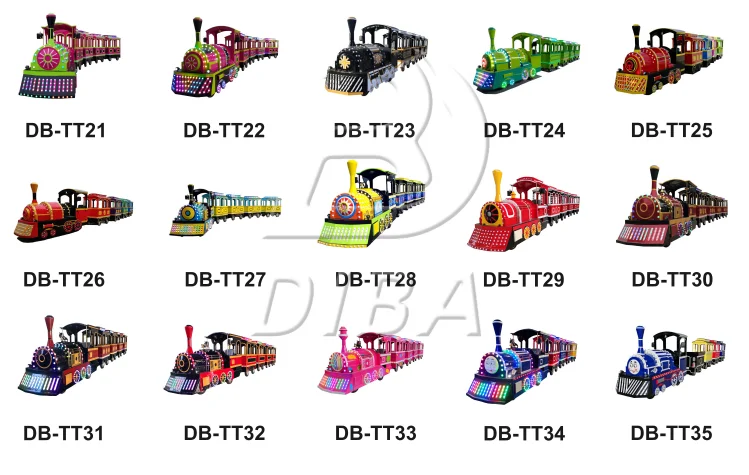 Tourist attractions Family Rides Electric leisure blue trackless train for sale