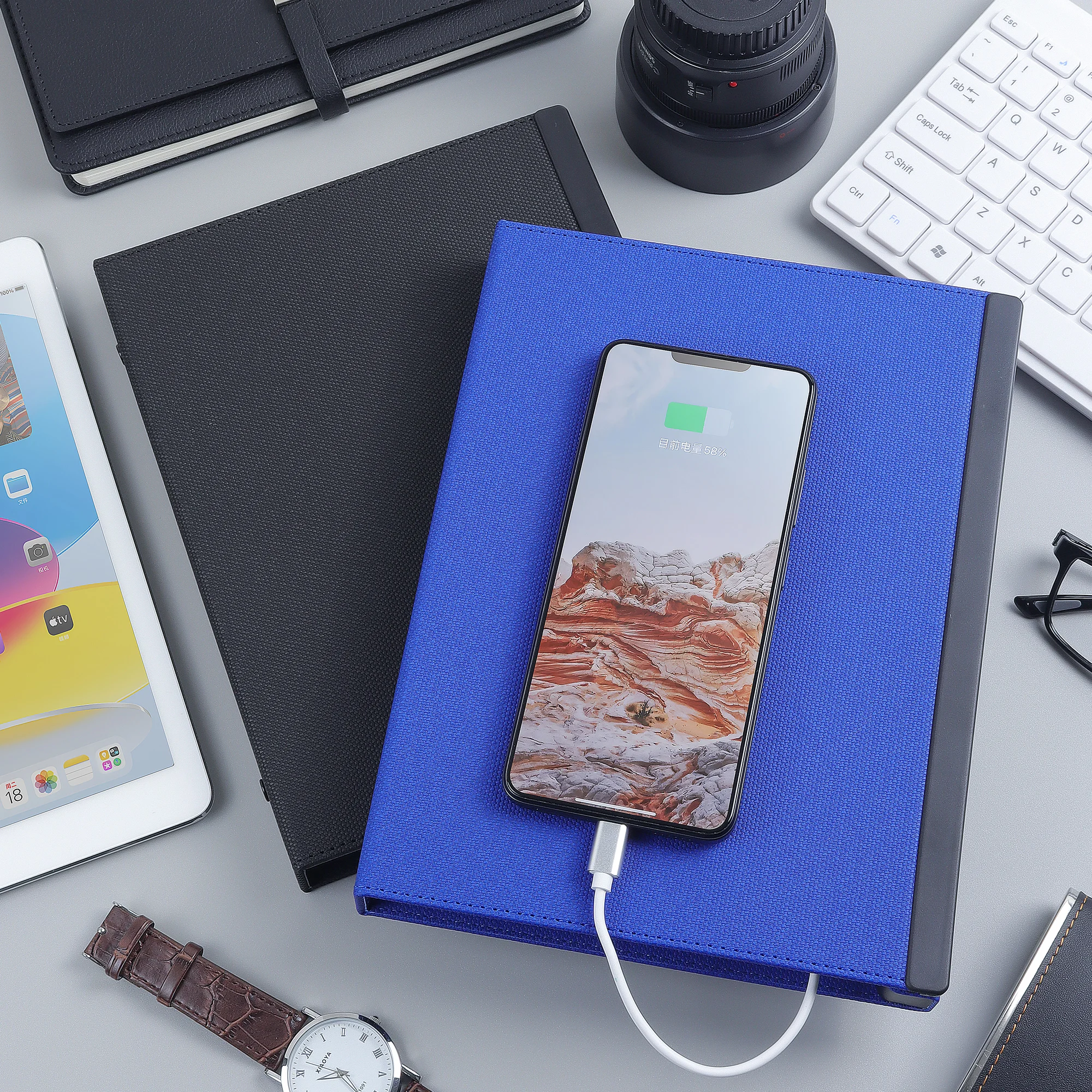 New Tirple Smart Custom Notebook A5 Notebook With USB Multifunctional 8000mA Wireless Charger Notebook