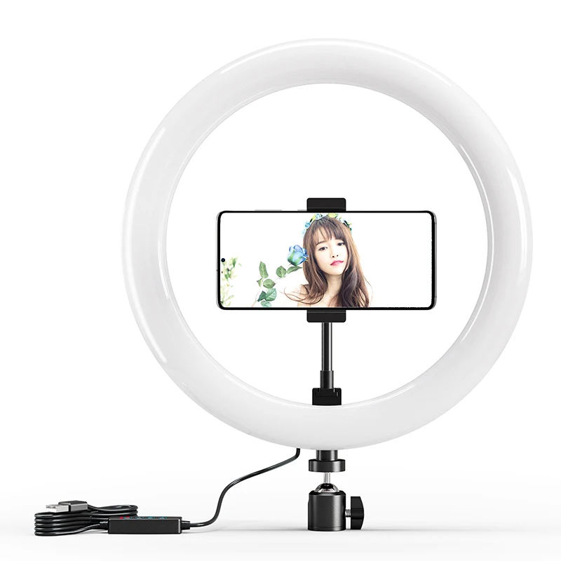 Table Top Dimmable Remote Controlled Photographic Lighting 10 Inch LED Ring Light For Live Broadcast