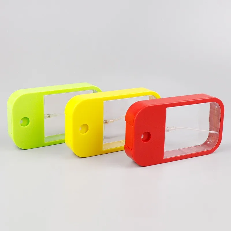 Customized Color Pocket Abs Petg Plastic Cell Phone Credit Card Shape Hand Sanitizer Spray Bottle with Keychain Silicone Case