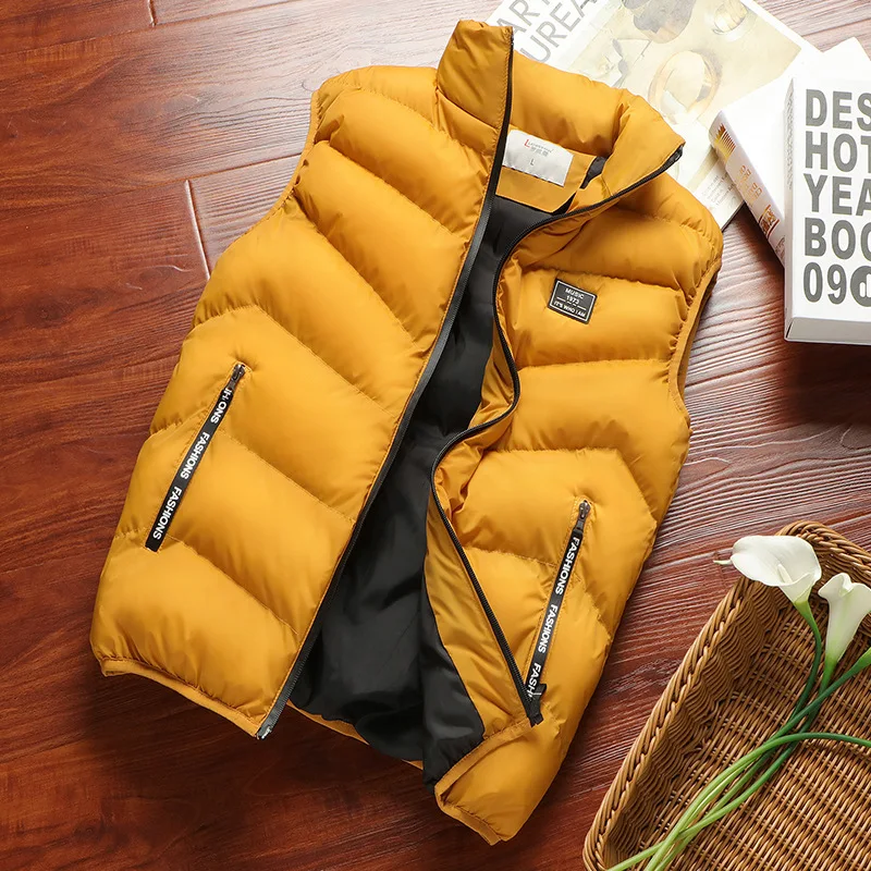 100%polyster Padded Casual Winter Outdoor Warm Zipper Men Winter Vest Coat