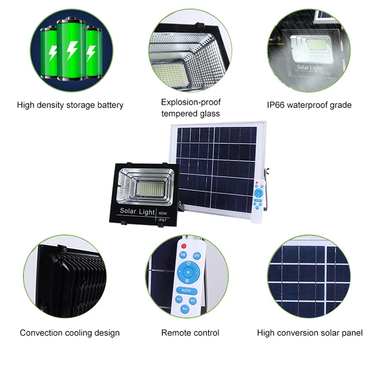 Hot Selling Aluminum Flood Light Remote Control Waterproof Outdoor Ip65 40w 60w 100w 200w Solar Led Floodlight