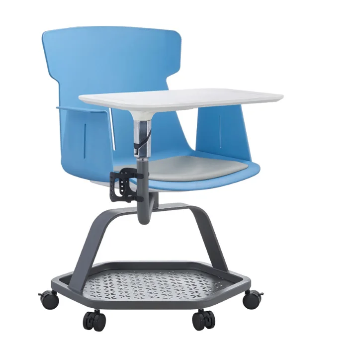 
swivel training chair with castors and book track and writing tablet 