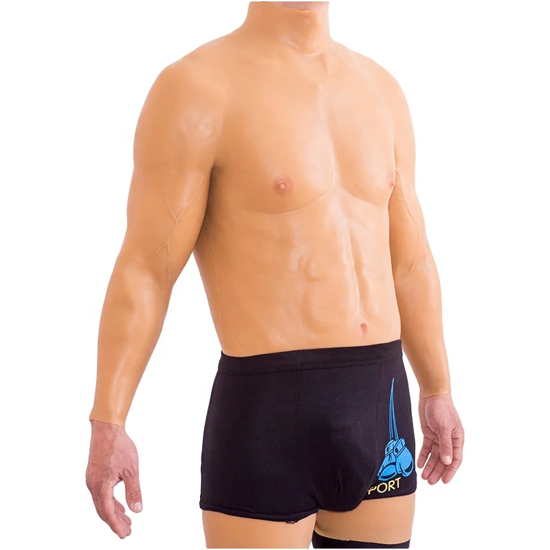 Artificial Chest Muscle Belly Macho Soft Silicone Man Can stretching 150% wearable dildo silicone dildos penis  for women