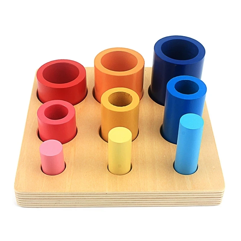 Colors Training Brinqued Different Circles and Cylinders Block educational toys learning montessori wood toy