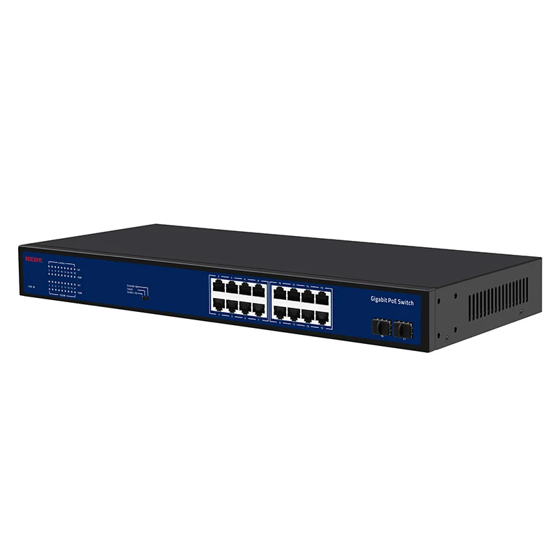HEDY CCTV 18-port switch 16 Full Gigabit  PoE port 2 SFP Gigabit Uplink port PoE switch for IP camera
