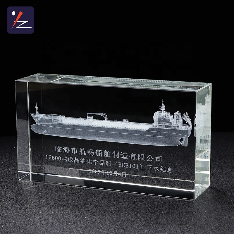 Clear rectangle crystal 3d laser engraved crystal cube k9 crystal glass cube wholesale for project