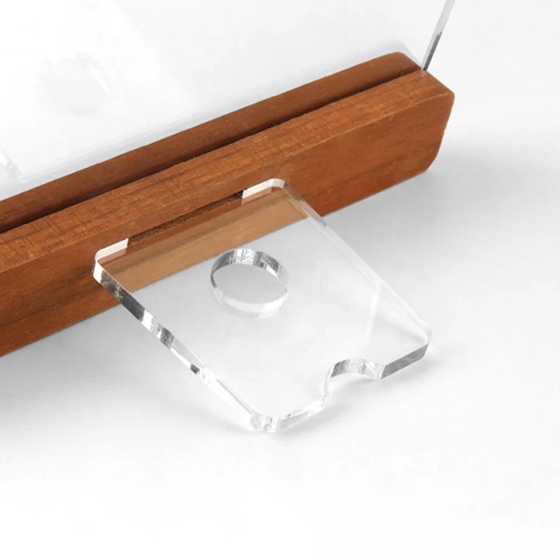 Factory wholesale 21*14.8cm T-shaped acrylic sign holder wooden wine brand table menu price card Photo Frame