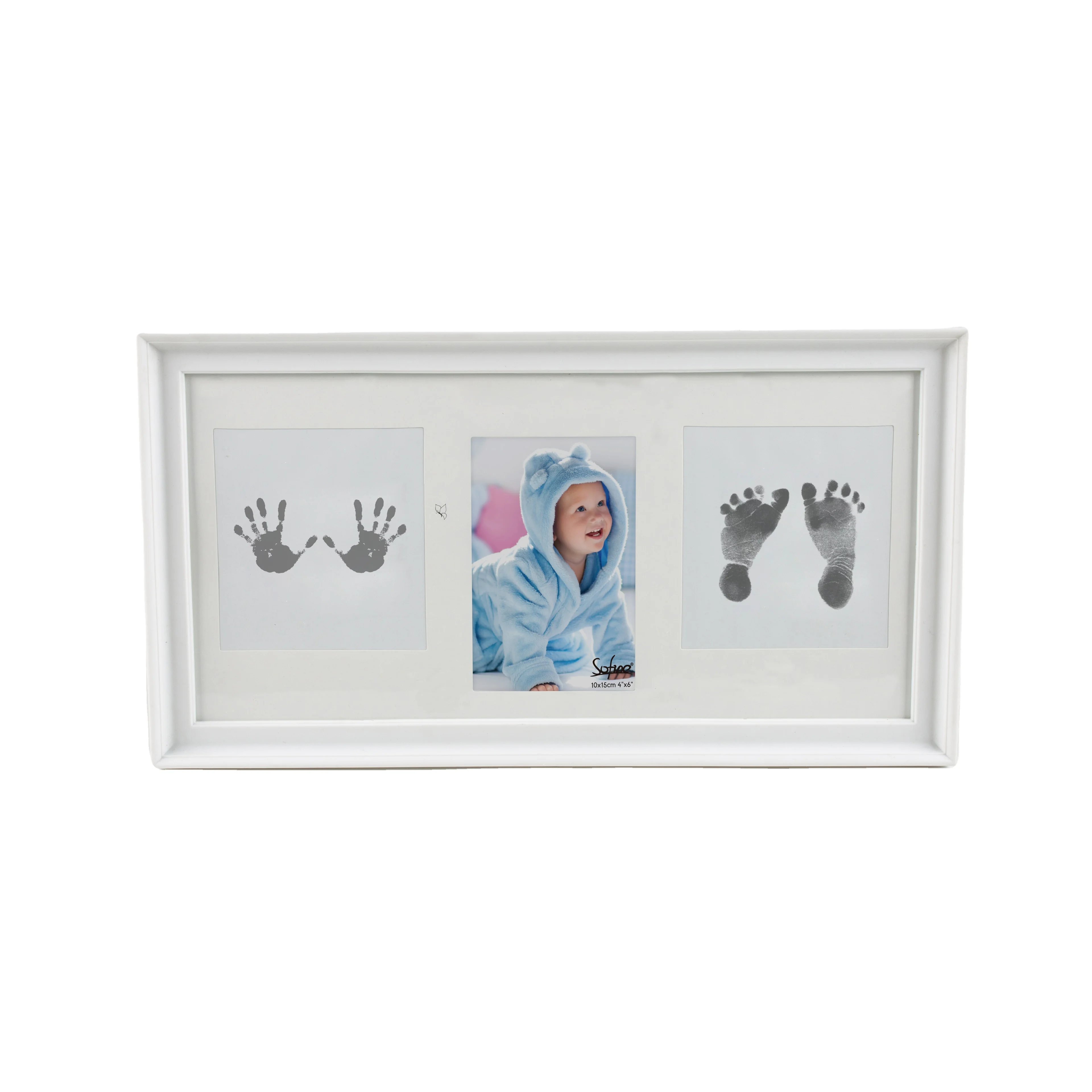 New Born Baby 12 Month Souvenir Gift Plastic Baby Foot And hand Print   Picture Photo Frame With  inkpad