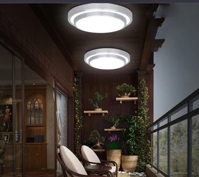 IN HOME Brushed Silver Finish with Acrylic Shad 14-inch LED Flush Mount Ceiling Light for Bedroom