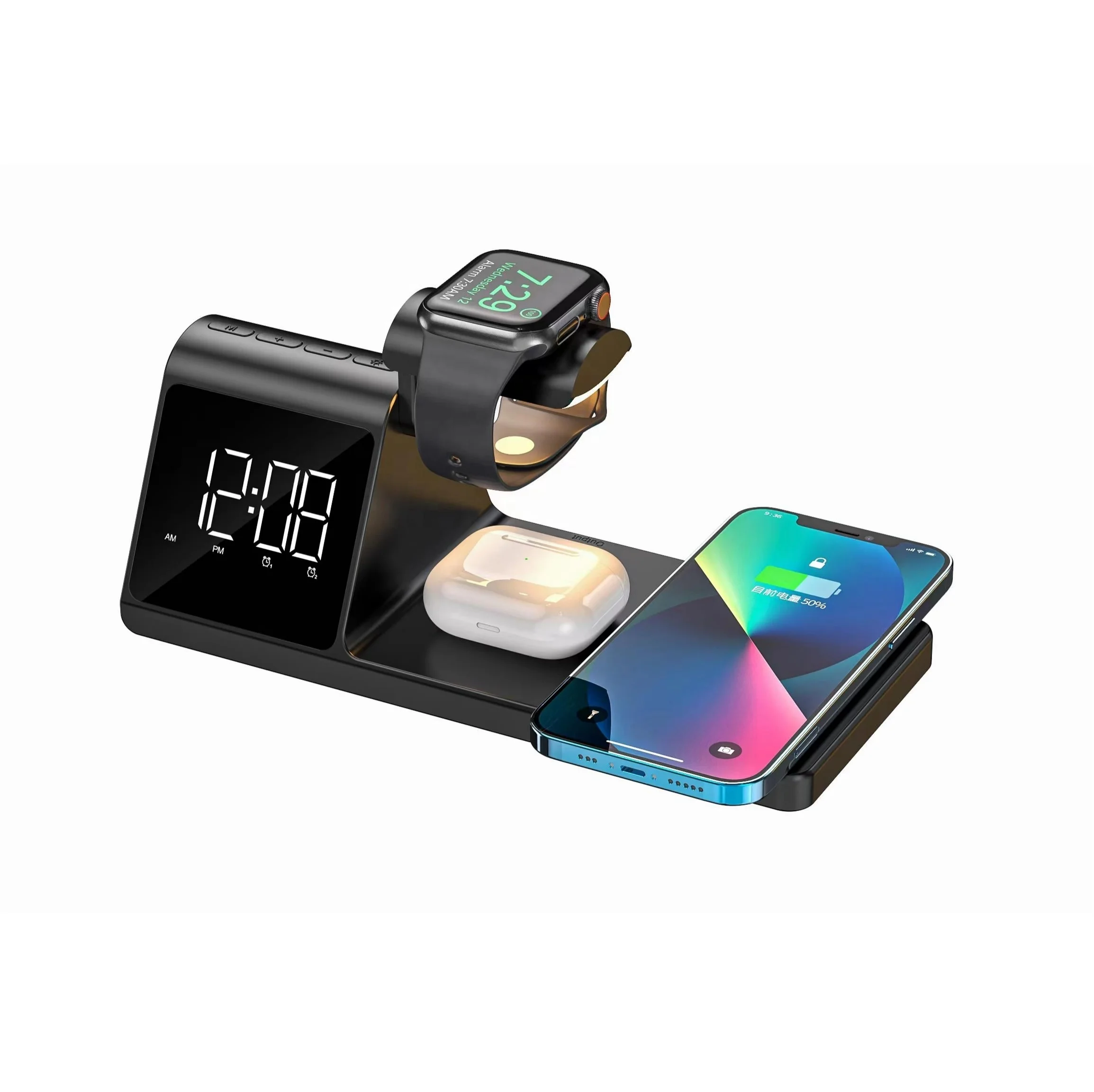 Havit W3042 3 in 1 Wireless Charging Station with Alarm Clock  Wireless Charger for mobile phone