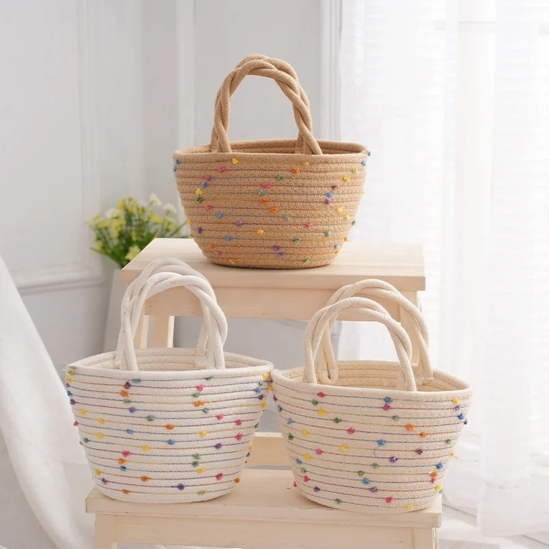 Factory Fashion Tote Basket For Women Braided Travel Summer Beach Tote Bucket Bag Woven Large Capacity Handbags