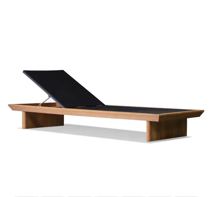 Outdoor hotel swimming pool furniture leisure teak chaise lounge solid wood sun lounger