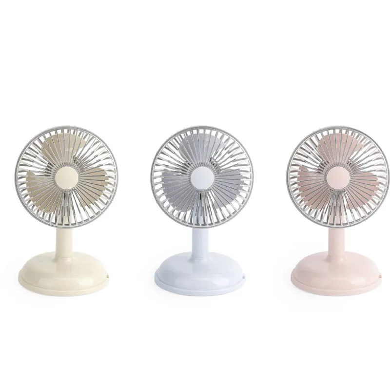 USB Rechargeable Mini Retro Desk Fan Battery Powered Table Portable Fan for Home Office Bedroom Outdoor Travel Camping