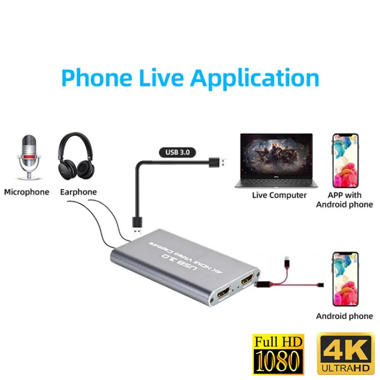  Карта видеозахвата fjgear capturadora 4K HDMI 1080p usb3.0 HD-устройство с